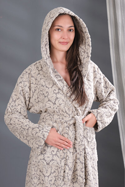 bornoz dünyası Μπουρνούζι με κουκούλα Jacquard 100% βαμβακερό αυθεντικό μπουρνούζι