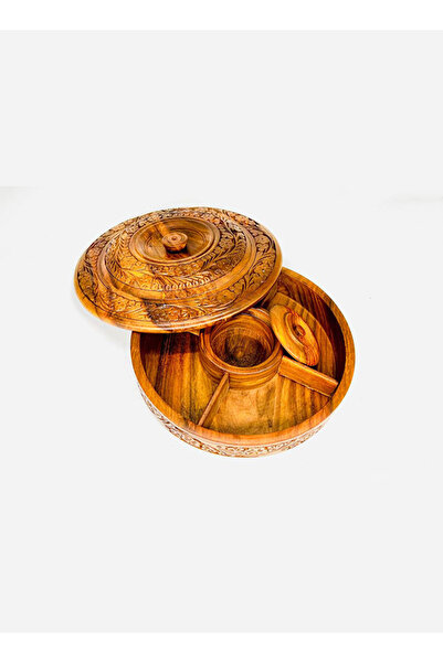 M.A Traders صندوق ماسالا خشبي مصنوع يدويًا | منظم توابل تقليدي ٨ بوصات | حاوي...