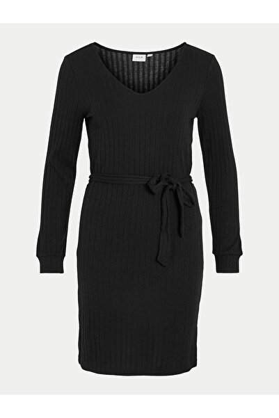 VILA Γυναικείο Πλεκτό Φόρεμα 14095845 Μαύρο