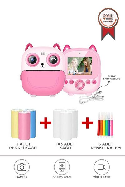 Angelphoto CMR-21 Pembe Dijital Video Kayıt Fotoğraf Çocuk Kamerası Termal Re...