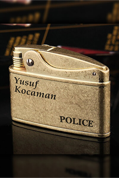 Police Kişiye Özel İsimli İsim Baskılı Retro Görünümlü Lüks Benzinli Çakmak