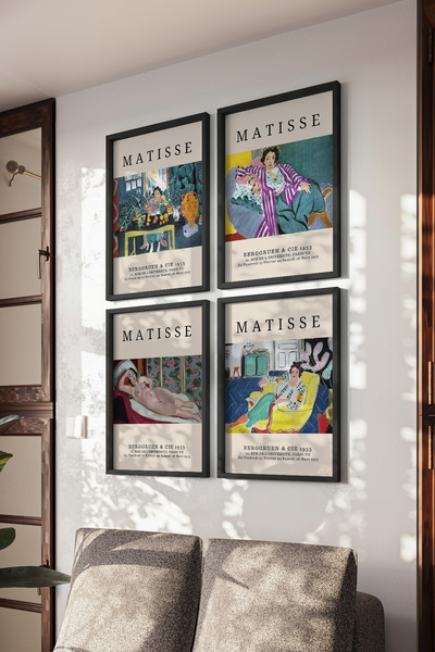 Basquiart Set de 4 postere cu ramă neagră Matisse, Set de picturi nr.:55