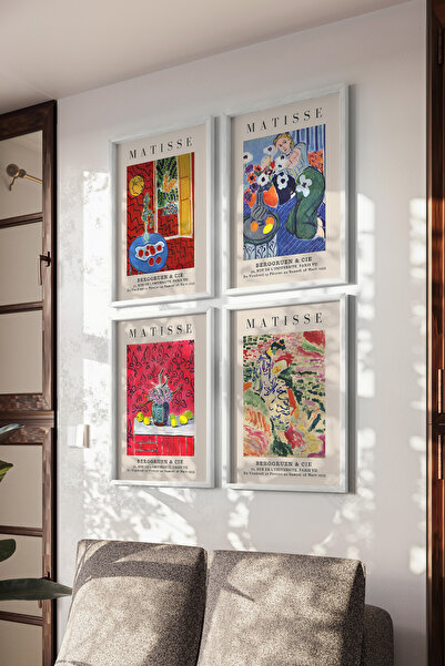 Basquiart Set de 4 postere cu ramă albă Matisse, Set de picturi nr.:54