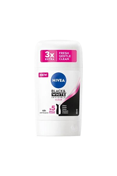 NIVEA Set 3 x Deodorant Stick pentru Femei Invisible B&W Clear, 50 ml