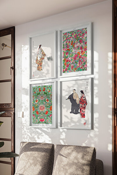 Basquiart Ιαπωνική Τέχνη, Σετ 4 αφισών με λευκό πλαίσιο, Σετ Ζωγραφικής Αρ.: 44