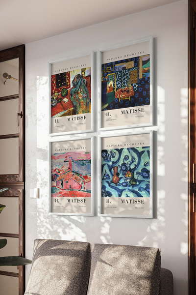Basquiart H Matisse Set de 4 postere cu ramă albă, Set de picturi Nr.:57
