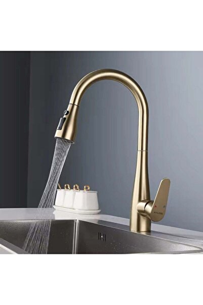Fause Spiral Sink Faucet Pull down 3 Function Brushed Gold Kte125-Bg
