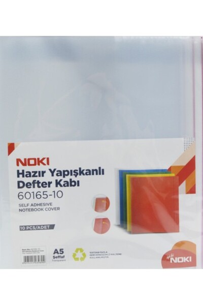 Noki Hazır Yapışkanlı Defter Kabı A5( KÜÇÜK BOY ) 10 Adet Şeffaf Beyaz
