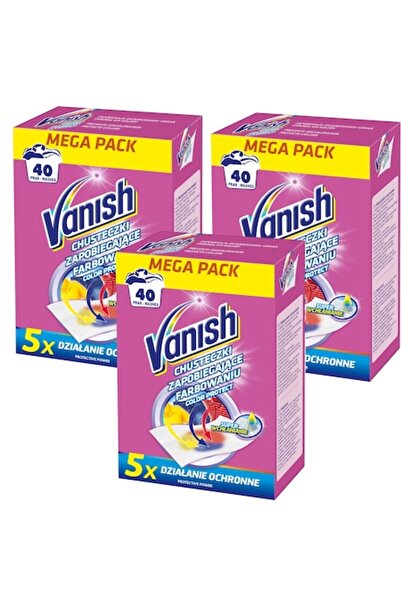 Vanish Șervețele umede pentru îndepărtarea culorii, 40 de spălări, pachet de 3