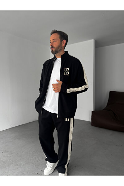 BYBASICMAN Черно 0707 Суитшърт с цип и принт RES-1006