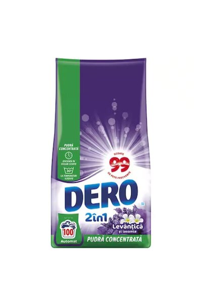 Dero Detergent de rufe automat 2 in 1 Levantica si Iasomie 100 spalari 7.5kg