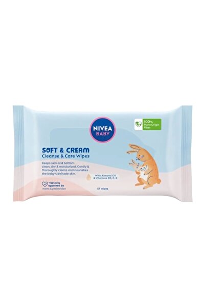 NIVEA Pack 6 x Baby Soft Cream Wet Wipes 57 pcs