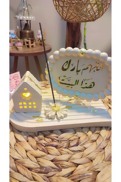 shamatolyesi Ev dekoru, "Allahım bu evi mübarek kıl" yazılı, ışıklı ev ve tüt...