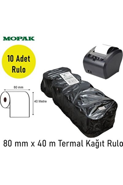 80X40 Termal Rulo Adisyon Yazarkasa Pos Fiş Bilgi 80*40 Yemek Fişi Termal Rulosu 1paket 10RULO