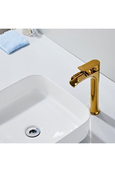Fause High Bowl Sink Faucet Waterfall Golden Gold Ksl112-G