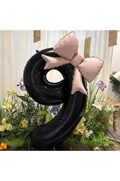 DÜVENCİ TİCARET بالون من رقائق الأرقام السوداء كبير الحجم مكون من قطعتين، مزي...
