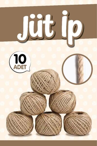 t tuğset etiket Джутова мотузка 100 метрів 10 штук Мотузка – Пряжа для в'язан...