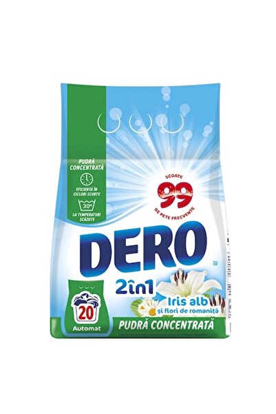 Dero Detergent de rufe automat 2 in 1 Iris Alb 20 de spalari 1.5kg