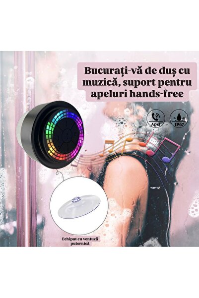 OEM Portable Bluetooth Speaker IP67 Waterproof 5W with Suction Cup LED Lights TWS Calls