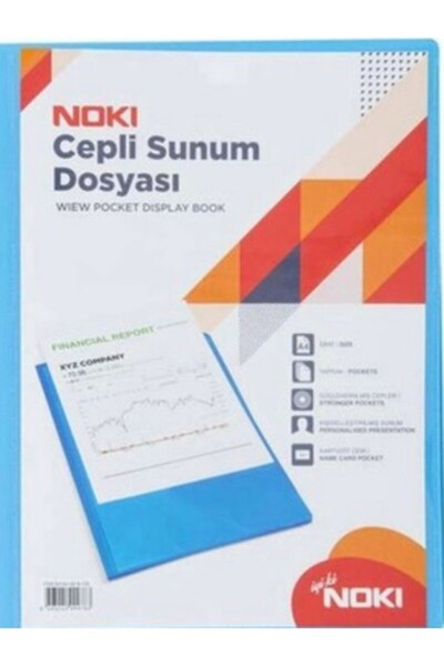 Noki 30-Pocket Presentation File Blue