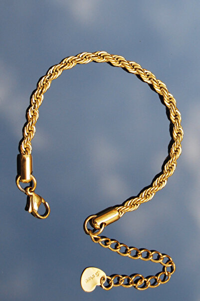 Rua Jewelry سوار حبل حلزوني إيطالي من الفولاذ 4 مم لون ذهبي |   مقاوم للبهتان...