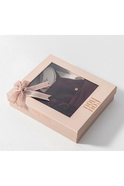 Pure Kids Store Boxed Baby Girl 4 Piece Set 100% Organic Cotton Combed Shirt & Velvet Romper Set