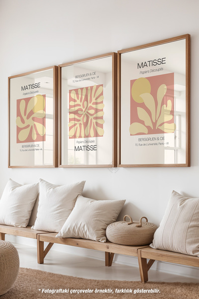 Basquiart Dekoratif Matisse 3'lü Ahşap Çerçeveli Poster, Tablo Seti No:36