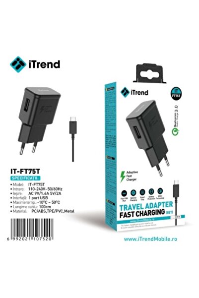 itrend Adaptor de perete pentru încărcător de telefon FT 75 Tip C QC 3.0