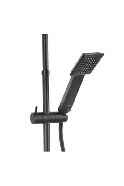 FERRO Thermostatic Shower Faucet with Square Fixed Showerhead 30X30 cm and Mobile Showerhead, Trevi-Black