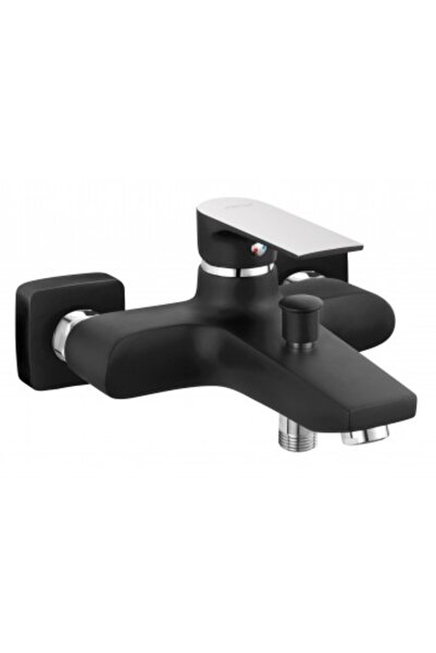 FERRO Baterie de cadă/duș Square Black - montată pe perete, neagră