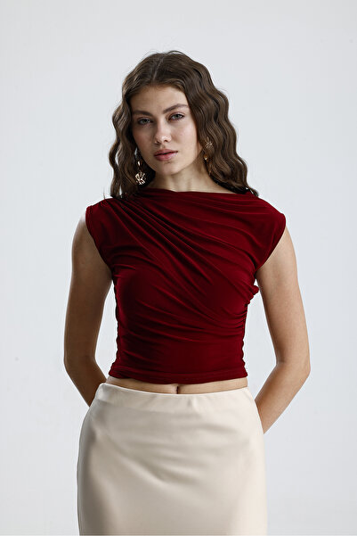 let s shine Bluză fără mâneci pentru femei Sandy Fabric Cross Gathered