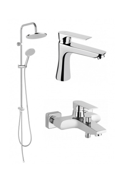 FERRO 3-in-1 Package: Bath/Shower Mixer, Basin Mixer, and Shower Bar Set