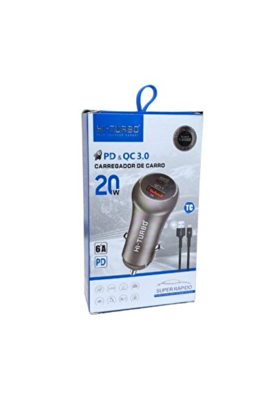 Poro Online AUTO HI TURBO PD 20 W QC 3.0 6 A CABLU TIP C T 822