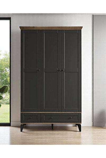 miracool Silva 3 Kapılı Dolap / %100 MDF / Ücretsiz Kurulum / Antrasit