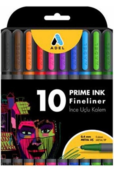 Adel Fineliner 10 Lu Ince Uçlu Kalem Prime Ink 10 Renk 1 Paket