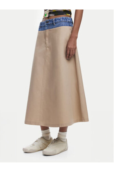 Desigual Γυναικεία Φούστα σε Γραμμή Α 25SWFW12 Μπεζ