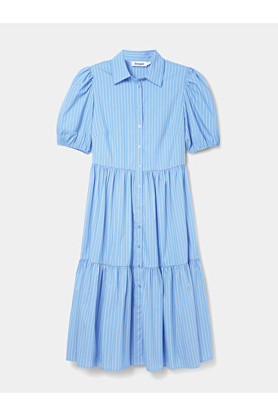 Desigual Γυναικείο Φόρεμα-Πουκάμισο 24SWVW82 Μπλε