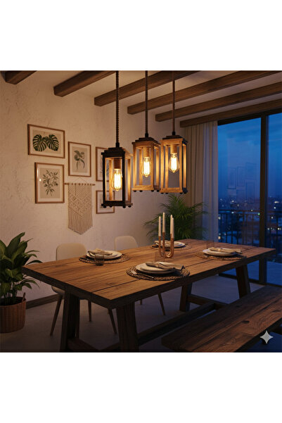 Akinsc Mobilya Dekorasyon Ahşap Avize