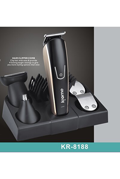 Krome KR-8188 Professional Trimmer 8-in-1 Grooming Kit ( Beard, Nose & Ears)