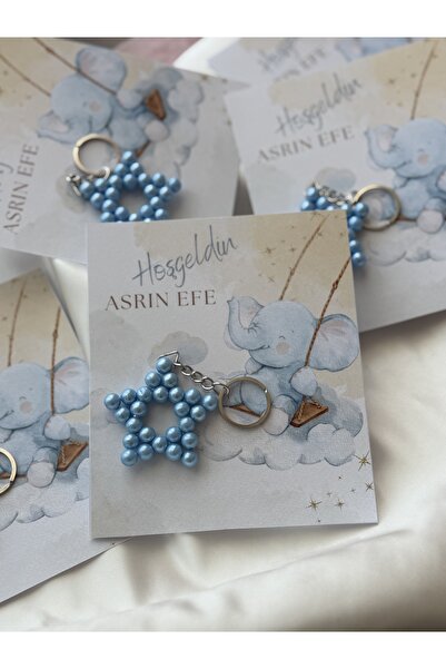 Puffybaby Erkek Bebek Hediyelik Yıldız Anahtarlık - 20 Adet