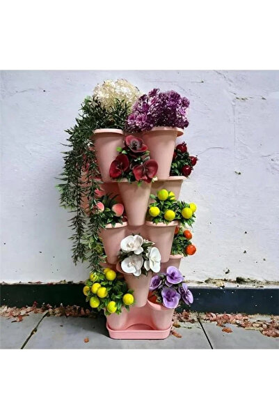 Genel Markalar 5 Katlı Şanslı Yonca Kule Saksı Seti Çiçek Bitki Sebze Meyve Salon Mutfak Banyo Bahçe Saksı Seti