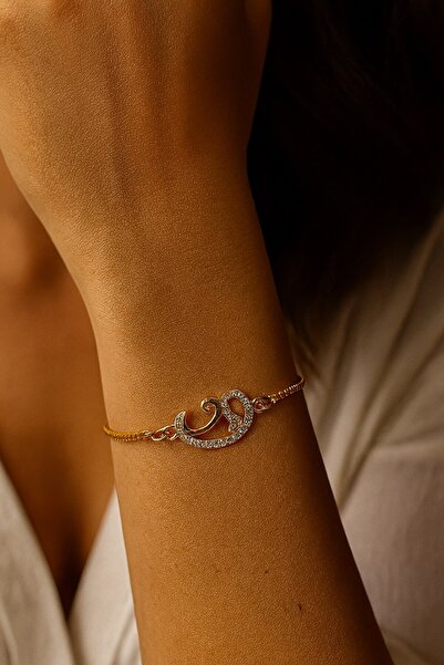 zarifje سوار فولاذي قابل للتعديل بلون ذهبي مزدوج على شكل 'فاف'