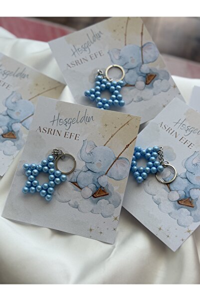 Puffybaby Erkek Bebek Hediyelik Yıldız Anahtarlık - 20 Adet