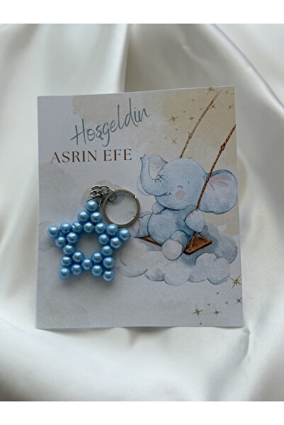 Puffybaby Erkek Bebek Hediyelik Yıldız Anahtarlık - 20 Adet