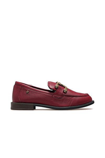 Mammamia Women's Genuine Leather Loafer Casual Shoes 25K D25Ka-3415 Z Claret Red
