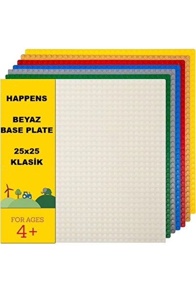 HAPPENS 11026 Classic Beyaz Zemin Plaka, +4 Yaratıcı Oyuncak Yapım Seti (1 Pa...