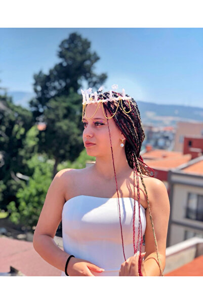 MEDUSA Ferentina Pembe Kuvars Taç ( saç aksesuarı, gelin, party, after )