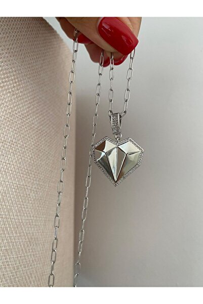 Anı Kutusu Çelik Zirkon Taşlı Ataç Kolye