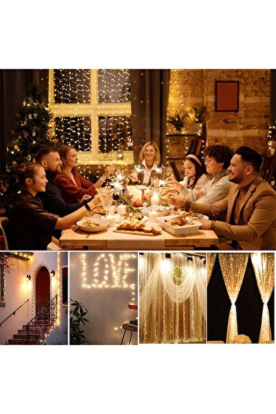 AisHa StoRe OnliNe Instalație de perdea luminoasă de Crăciun, telecomandă inclusă, 300 LED-uri, interconectabile, 3M×3M, 8