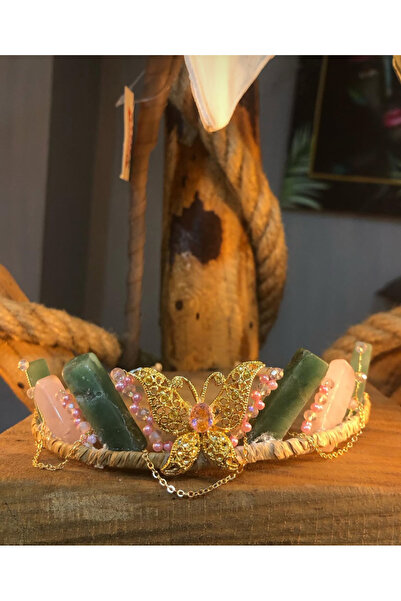 MEDUSA Risus Pembe Kuvars Aventurin Taç ( saç aksesuarı, party, mezuniyet, af...